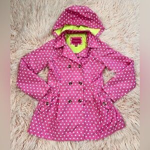 London Fog Double Breasted polka dots Hoodie Coat